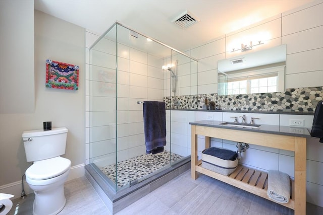 95 Glendale Rd, Sharon, MA 02067 - full bath featuring a stall shower, tile patterned floors, vanity, and tasteful backsplash