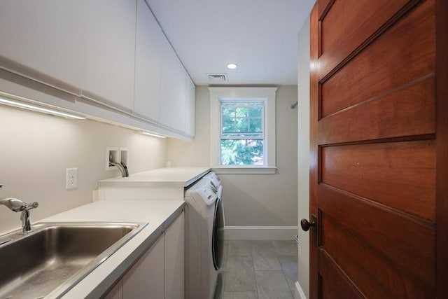95 Glendale Rd, Sharon, MA 02067 - washroom featuring cabinet space, washer / clothes dryer, and recessed lighting