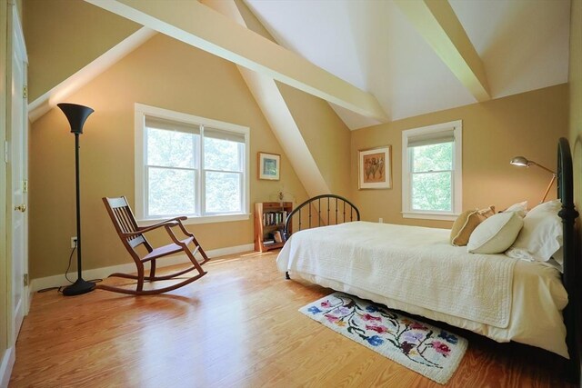 95 Glendale Rd, Sharon, MA 02067 - bedroom featuring wood finished floors and vaulted ceiling