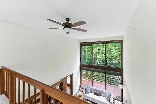26 Ashfield Ln, South Hadley, MA 01075 - stairway featuring a ceiling fan