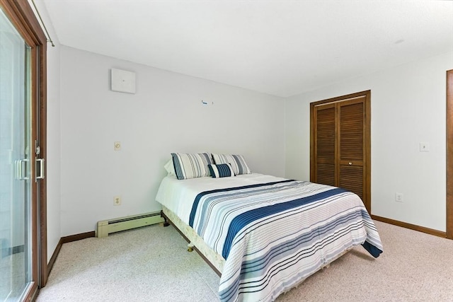 26 Ashfield Ln, South Hadley, MA 01075 - bedroom with a baseboard heating unit, carpet, and a closet