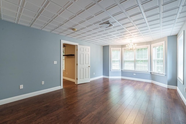 9 Windsor Ln, East Longmeadow, MA 01028 - spare room featuring a chandelier and dark wood-style floors