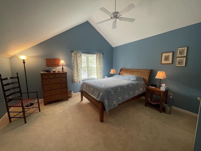 9201 Mountainside Dr Unit 9201, Hancock, MA 01237 - bedroom with vaulted ceiling, carpet floors, a ceiling fan, and baseboards