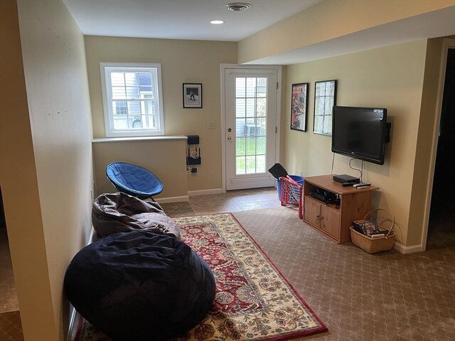 9201 Mountainside Dr Unit 9201, Hancock, MA 01237 - carpeted living area with healthy amount of natural light, baseboards, and recessed lighting