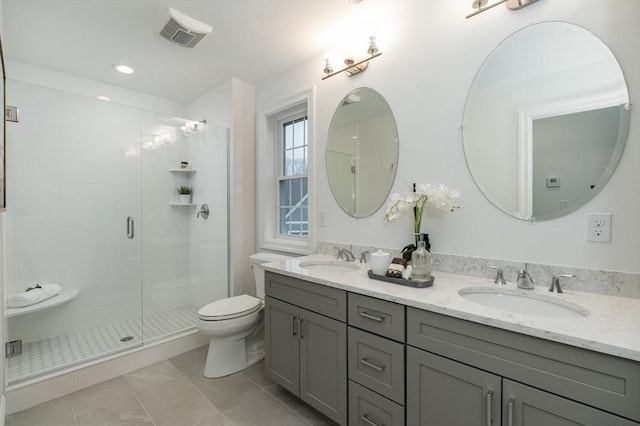 62 High St Lot 1, Stoneham, MA 02180 - full bath featuring double vanity, a stall shower, and tile patterned flooring