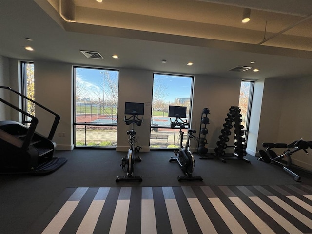99 Sumner St Unit 503, Boston, MA 02128 - exercise room with carpet, recessed lighting, and baseboards