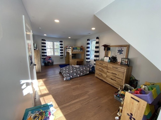 bedroom featuring dark hardwood / wood-style floors