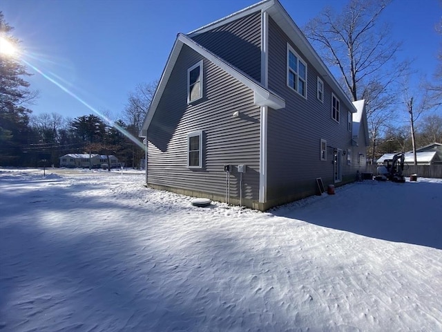 view of snow covered exterior