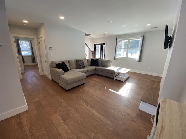 living room featuring hardwood / wood-style flooring