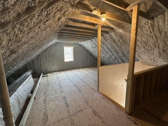view of unfinished attic