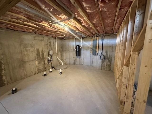 view of unfinished basement