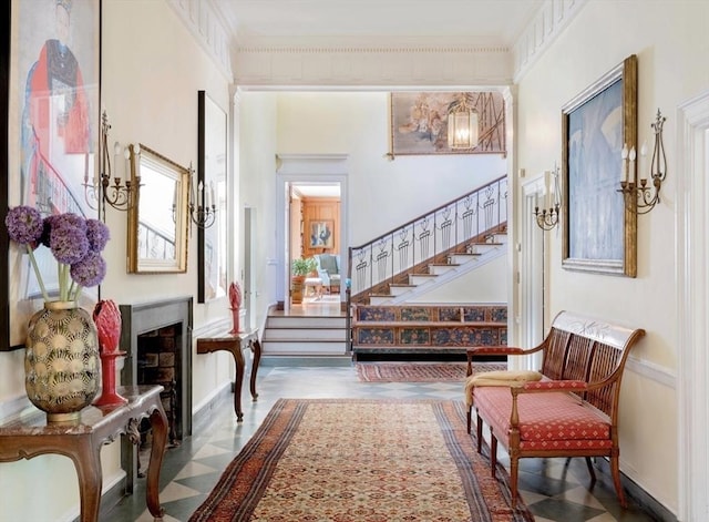 interior space with crown molding