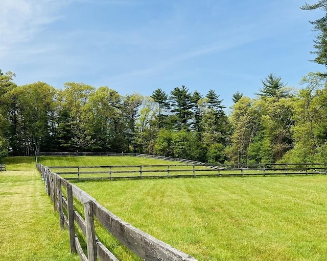 view of yard with a rural view