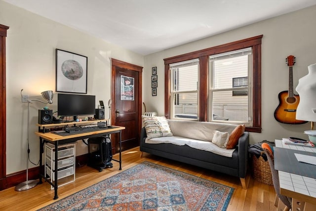 home office featuring wood finished floors