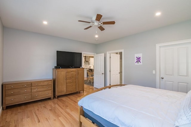 3 Ethan Cir, South Hadley, MA 01075 - bedroom with light wood-style floors, ceiling fan, and recessed lighting