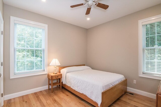 3 Ethan Cir, South Hadley, MA 01075 - bedroom featuring multiple windows, light wood-style floors, recessed lighting, and a ceiling fan