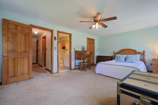 439 S St Unit A, Plainville, MA 02762 - bedroom with light carpet, ensuite bath, and ceiling fan