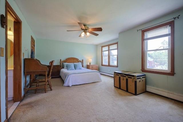 439 S St Unit A, Plainville, MA 02762 - bedroom featuring carpet floors, a ceiling fan, and a baseboard radiator