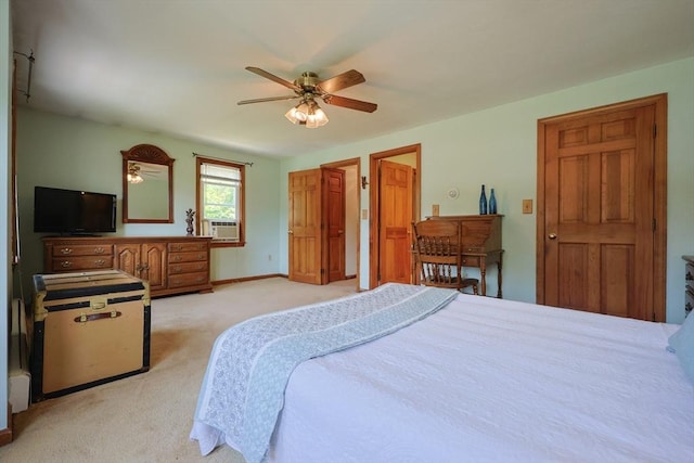 439 S St Unit A, Plainville, MA 02762 - bedroom with light colored carpet, cooling unit, multiple closets, and a ceiling fan