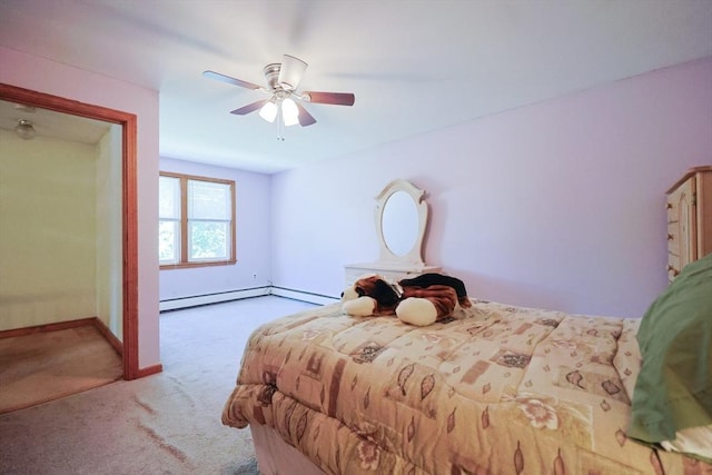439 S St Unit A, Plainville, MA 02762 - bedroom featuring a baseboard radiator, carpet floors, and ceiling fan