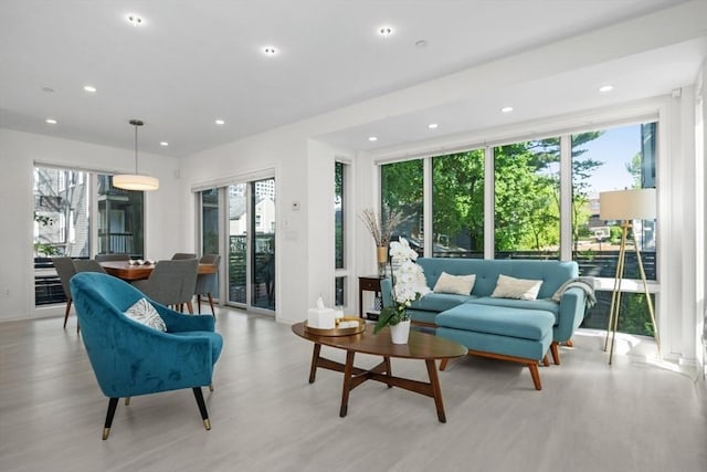 62 Pearl Unit 62, Cambridge, MA 02139 - living area featuring light wood finished floors and recessed lighting