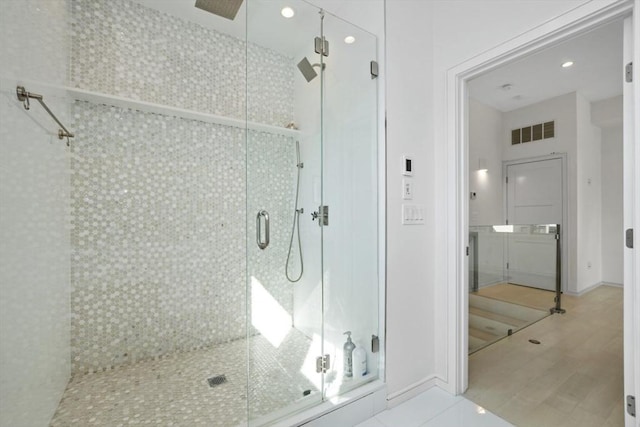 62 Pearl Unit 62, Cambridge, MA 02139 - full bath featuring a shower stall, recessed lighting, baseboards, and vanity