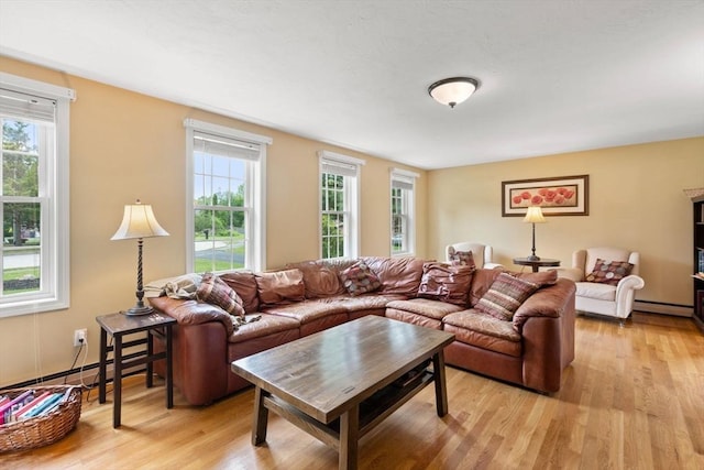 8 Brian Cir, Grafton, MA 01519 - living room featuring light wood-style floors, a baseboard radiator, and baseboard heating