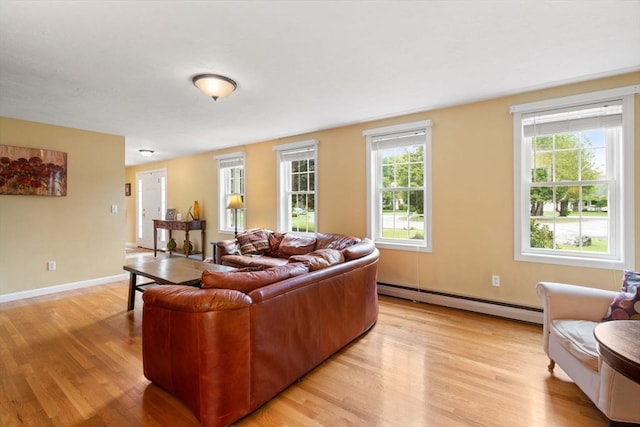8 Brian Cir, Grafton, MA 01519 - living area with baseboard heating, light wood-style floors, and plenty of natural light