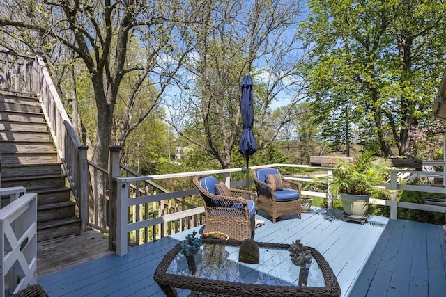 wooden terrace with stairway
