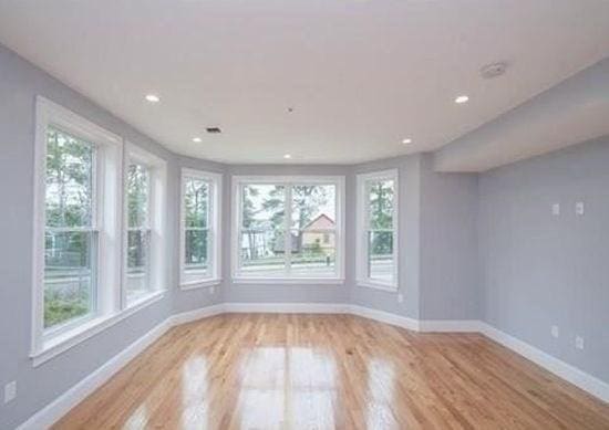 interior space with light hardwood / wood-style floors