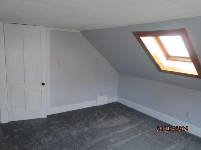 16 Chestnut, Wakefield, MA 01880 - additional living space with carpet flooring, a skylight, baseboards, and lofted ceiling