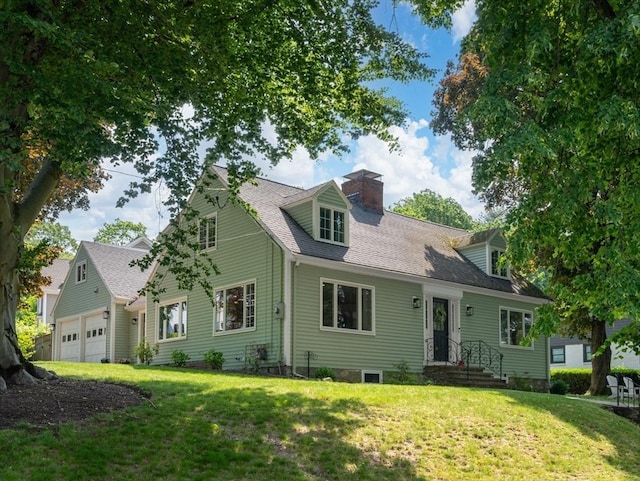 2 Elmcrest Cir, Melrose, MA 02176 - view of front of house featuring a chimney, a front lawn, and a shingled roof