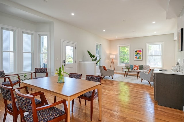 dining room with light hardwood / wood-style floors