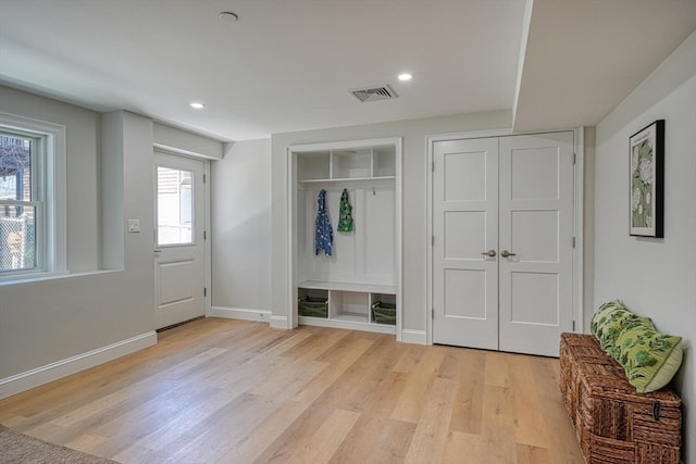 mudroom featuring light hardwood / wood-style floors