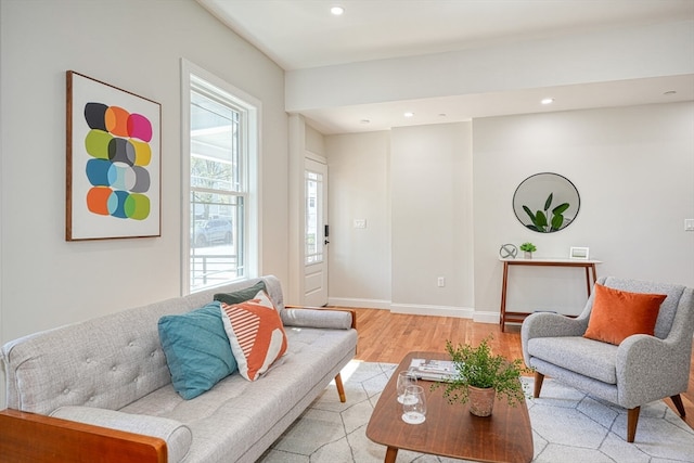 living room featuring light hardwood / wood-style flooring