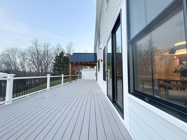 wooden deck with a gazebo