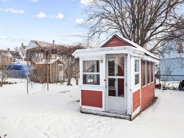 view of snow covered structure