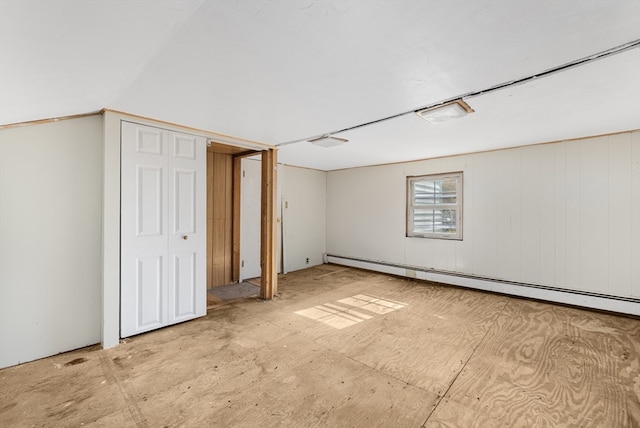 basement with a baseboard radiator