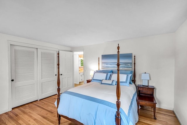 169 Mountainview Rd, East Longmeadow, MA 01028 - bedroom featuring light wood-style floors, a closet, and baseboards