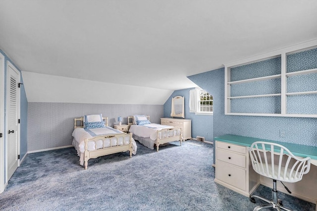 169 Mountainview Rd, East Longmeadow, MA 01028 - bedroom featuring carpet, lofted ceiling, and a desk