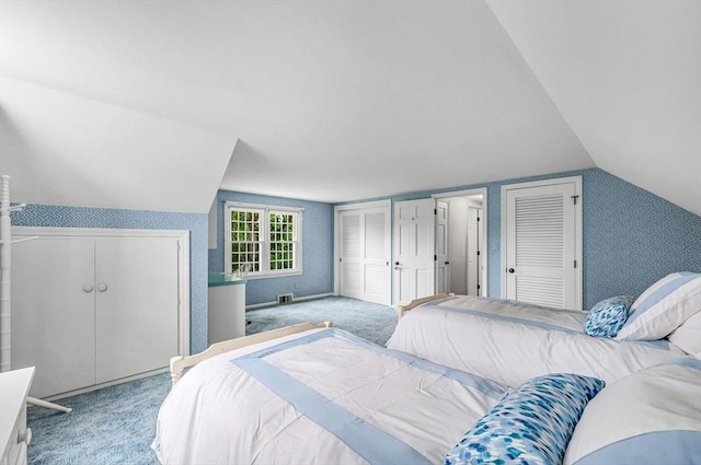169 Mountainview Rd, East Longmeadow, MA 01028 - carpeted bedroom featuring vaulted ceiling and two closets