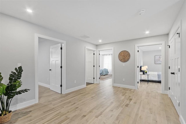 interior space with light hardwood / wood-style floors