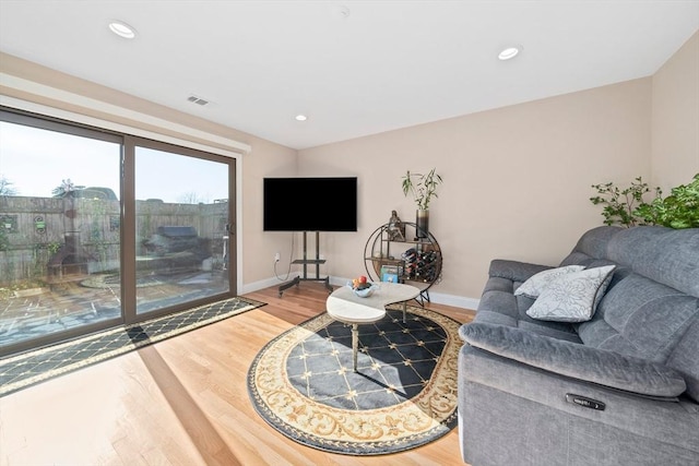 living room with wood-type flooring