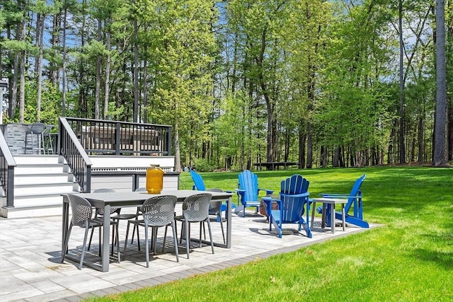 31 Alford Cir, Concord, MA 01742 - view of patio with stairway and outdoor dining space