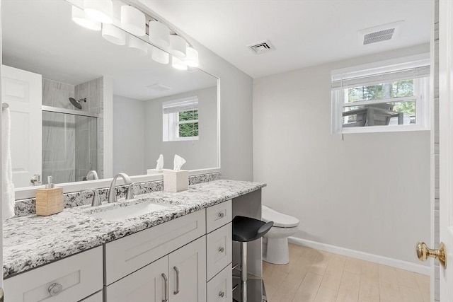 31 Alford Cir, Concord, MA 01742 - full bathroom featuring a shower stall, baseboards, toilet, vanity, and wood finished floors
