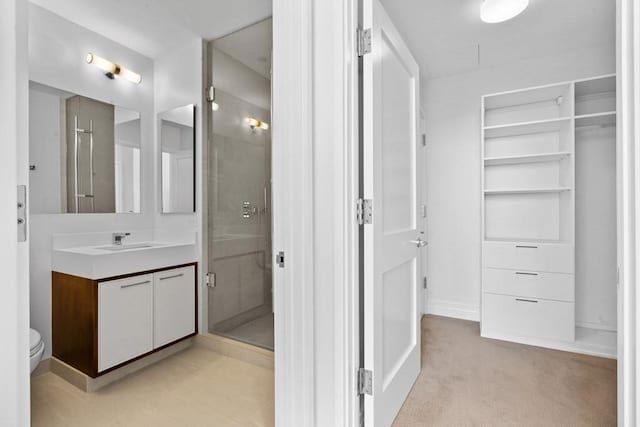 1 Dalton St Unit 3302, Boston, MA 02199 - full bath with vanity, a stall shower, toilet, a spacious closet, and baseboards
