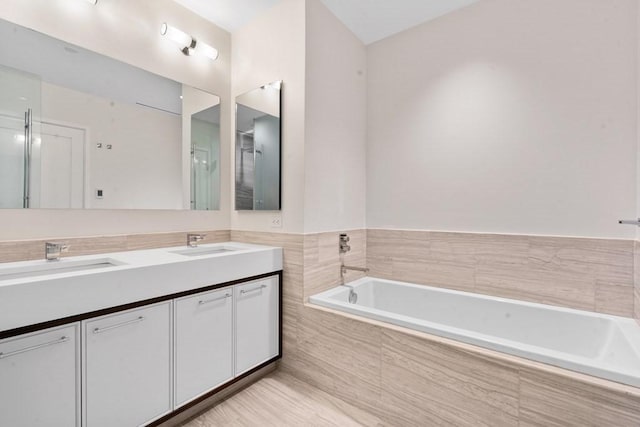 1 Dalton St Unit 3302, Boston, MA 02199 - full bathroom with a garden tub and double vanity