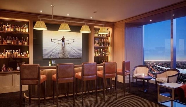1 Dalton St Unit 3302, Boston, MA 02199 - indoor dry bar featuring built in features and hanging light fixtures