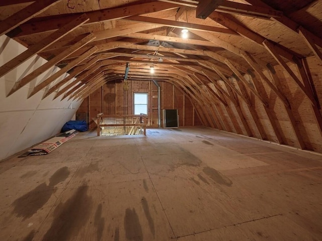 view of unfinished attic