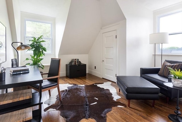 151 Salisbury Rd, Brookline, MA 02445 - home office with vaulted ceiling and wood finished floors